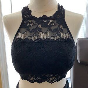 Large True Heart lace black bralette